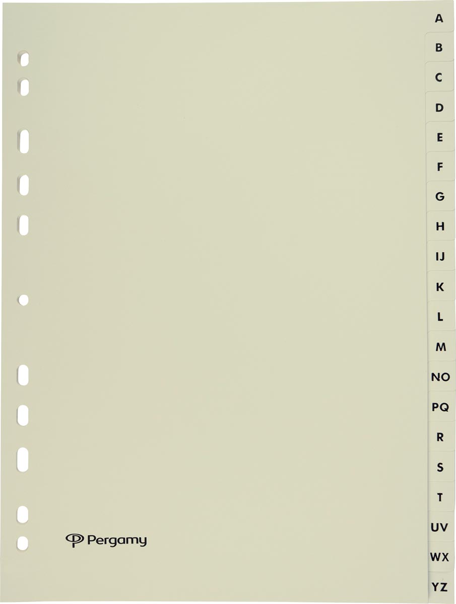 Pergamy tabbladen, ft A4, uit karton, A-Z, 11-gaats perforatie, beige afbeelding