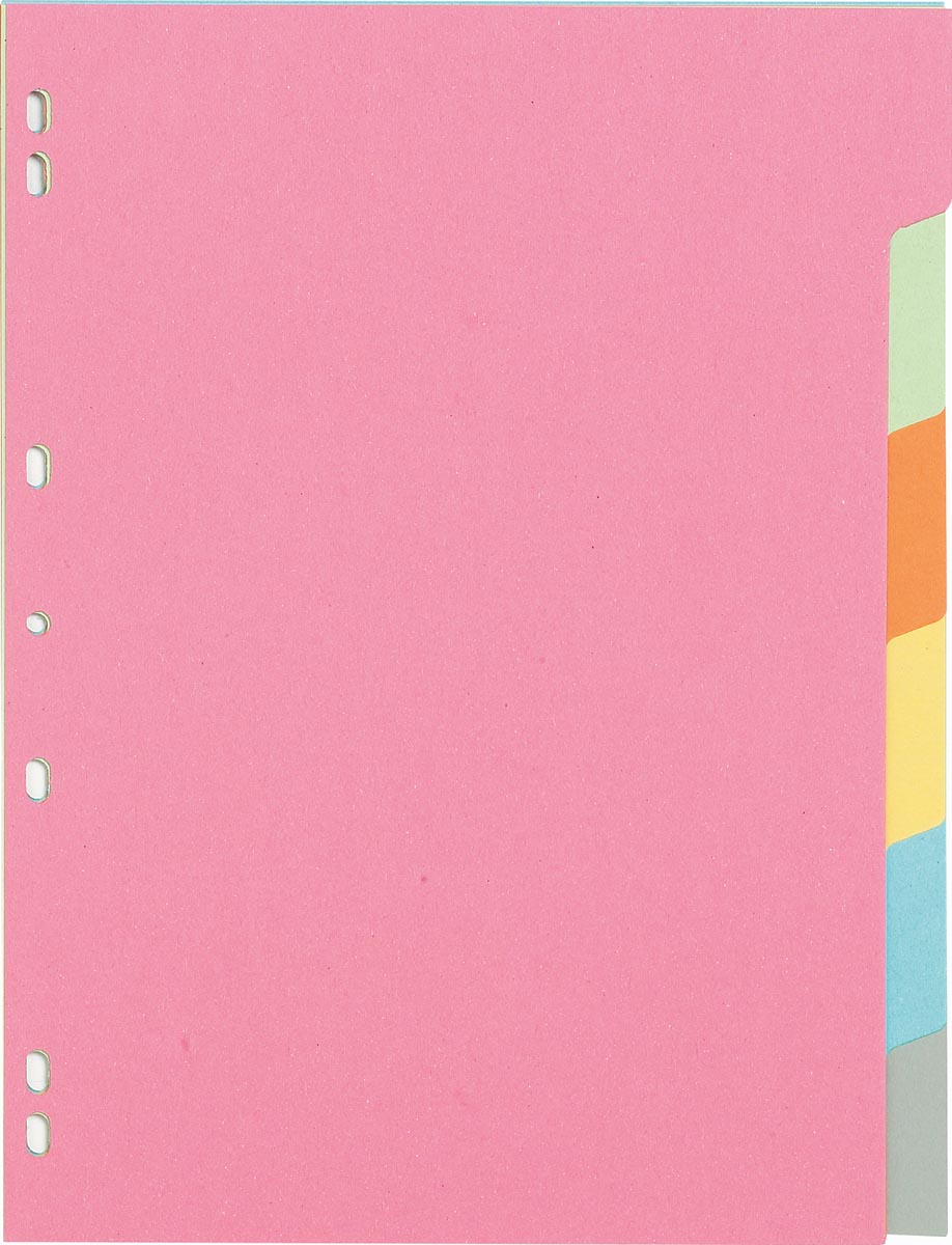 Pergamy tabbladen ft A4, 11-gaatsperforatie, extra sterk karton, geassorteerde kleuren, 6 tabs Pergamy tabbladen ft A4, 11-gaatsperforatie, extra sterk karton, geassorteerde kleuren, 6 tabs