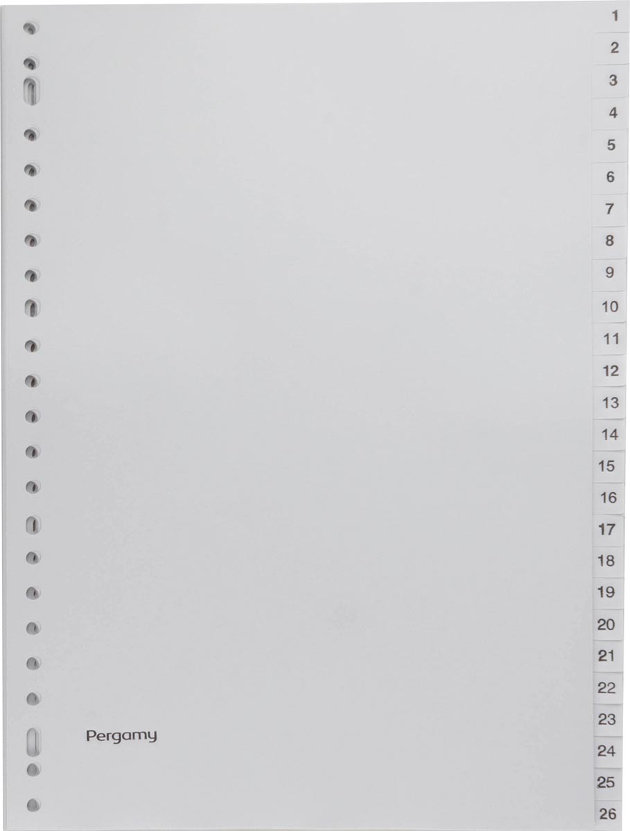 Pergamy tabbladen, ft A4, 23-gaatsperforatie, grijze PP, set 1-52 afbeelding