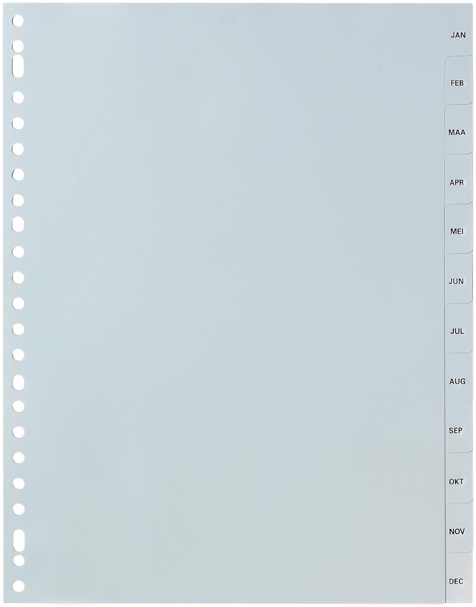 Pergamy tabbladen, ft A4, 23-gaatsperforatie, grijze PP, januari-december afbeelding