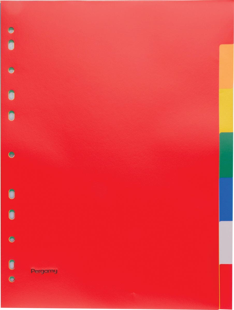 Pergamy tabbladen, ft A4, 11-gaatsperforatie, PP, 7 tabs in geassorteerde kleuren afbeelding
