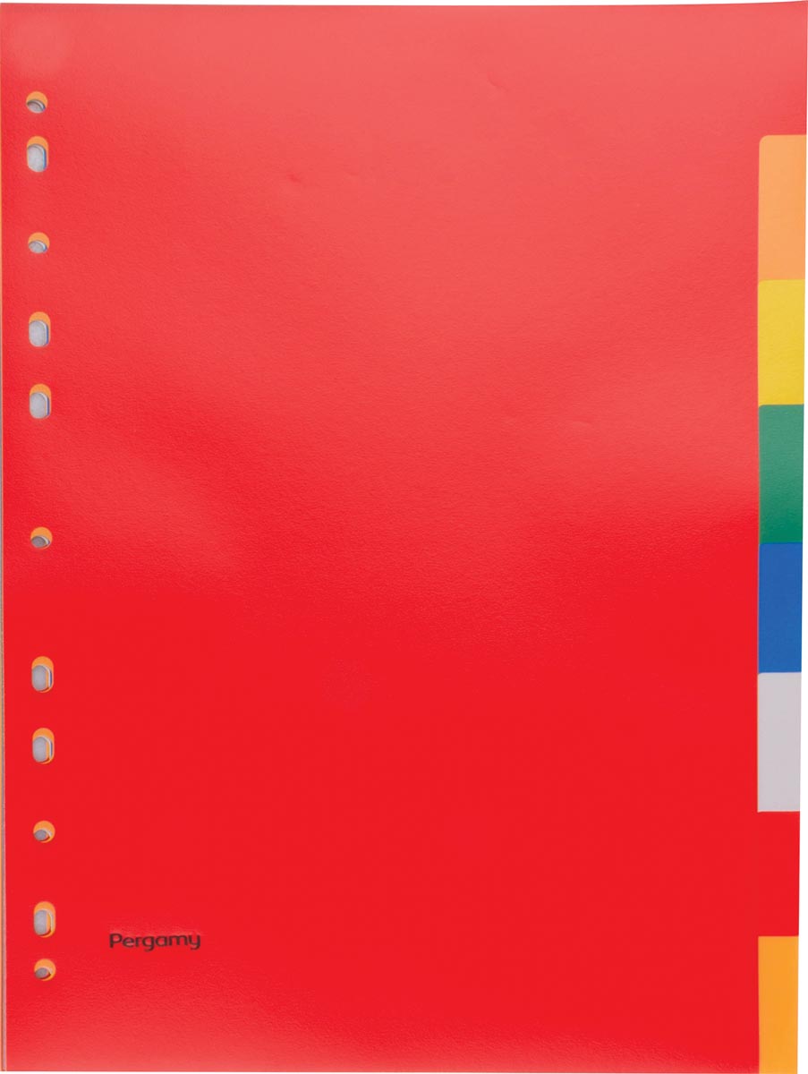 Pergamy tabbladen, ft A4, 11-gaatsperforatie, PP, 8 tabs in geassorteerde kleuren afbeelding