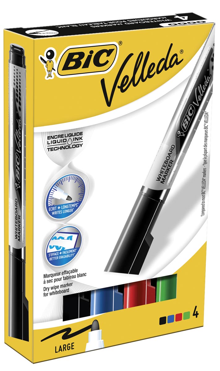 Bic Whiteboardmarker Liquid Ink Tank doos van 4 stuks in geassorteerde kleuren