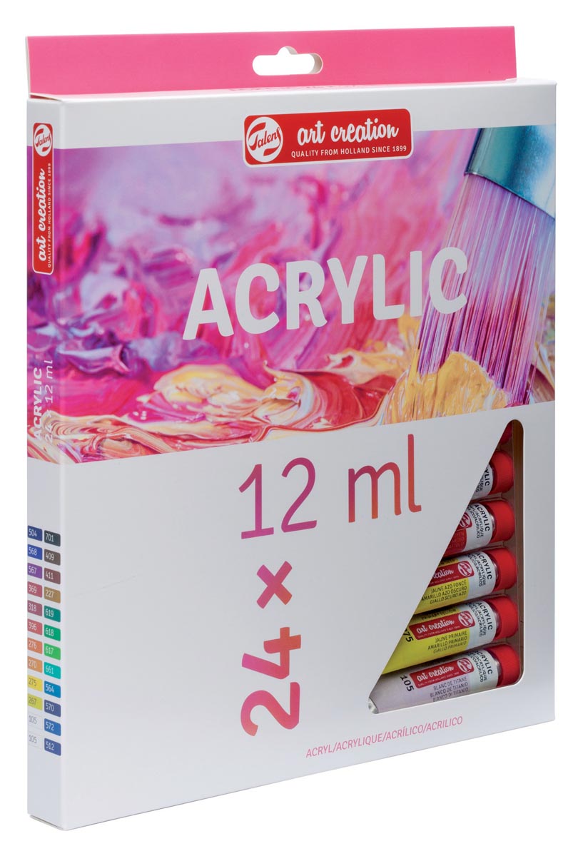 Talens Art Creation acrylverf tube van 12 ml, set van 24 tubes in geassorteerde kleuren afbeelding