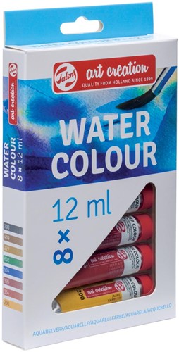 Talens Art Creation aquarelverf tube van 12 ml, set van 8 tubes in geassorteerde kleuren