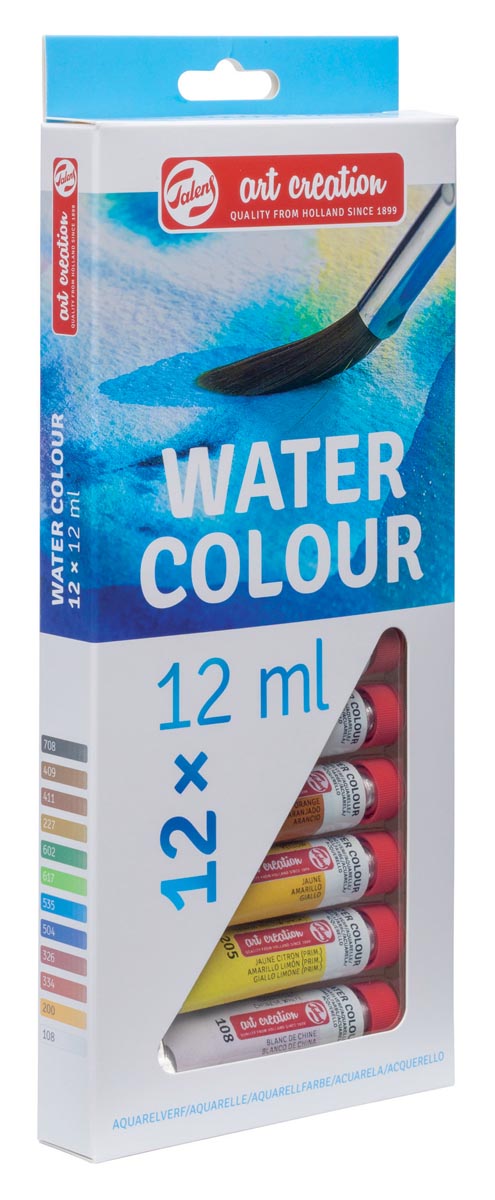Talens Art Creation aquarelverf tube van 12 ml, set van 12 tubes in geassorteerde kleuren afbeelding