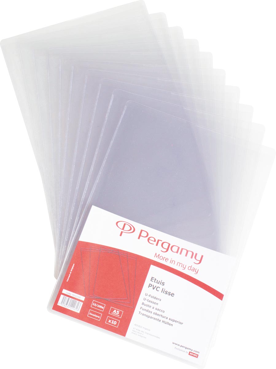 Pergamy U mapje, ft 15 x 21 cm, in PVC 15/100e, 10 stuks