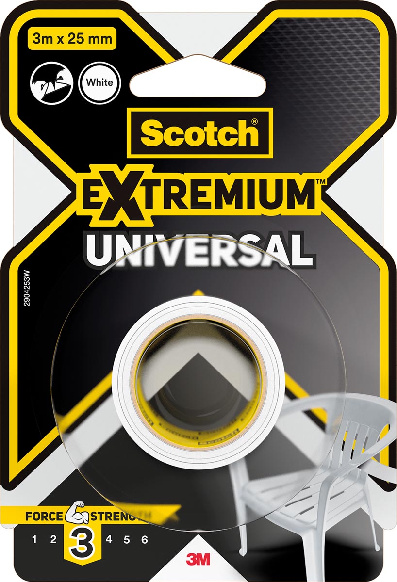 Scotch ducttape Extremium Universal, ft 25 mm x 3 m, wit