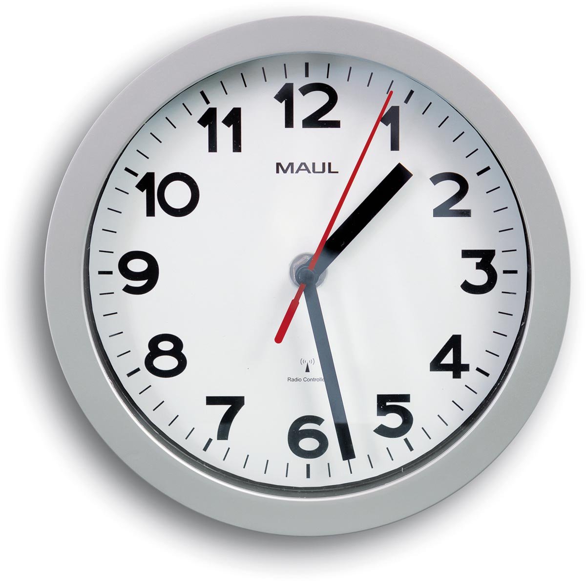 MAULstep wandklok, radiogestuurd, diameter 20 x 5 cm, kunststof kader, zilver afbeelding