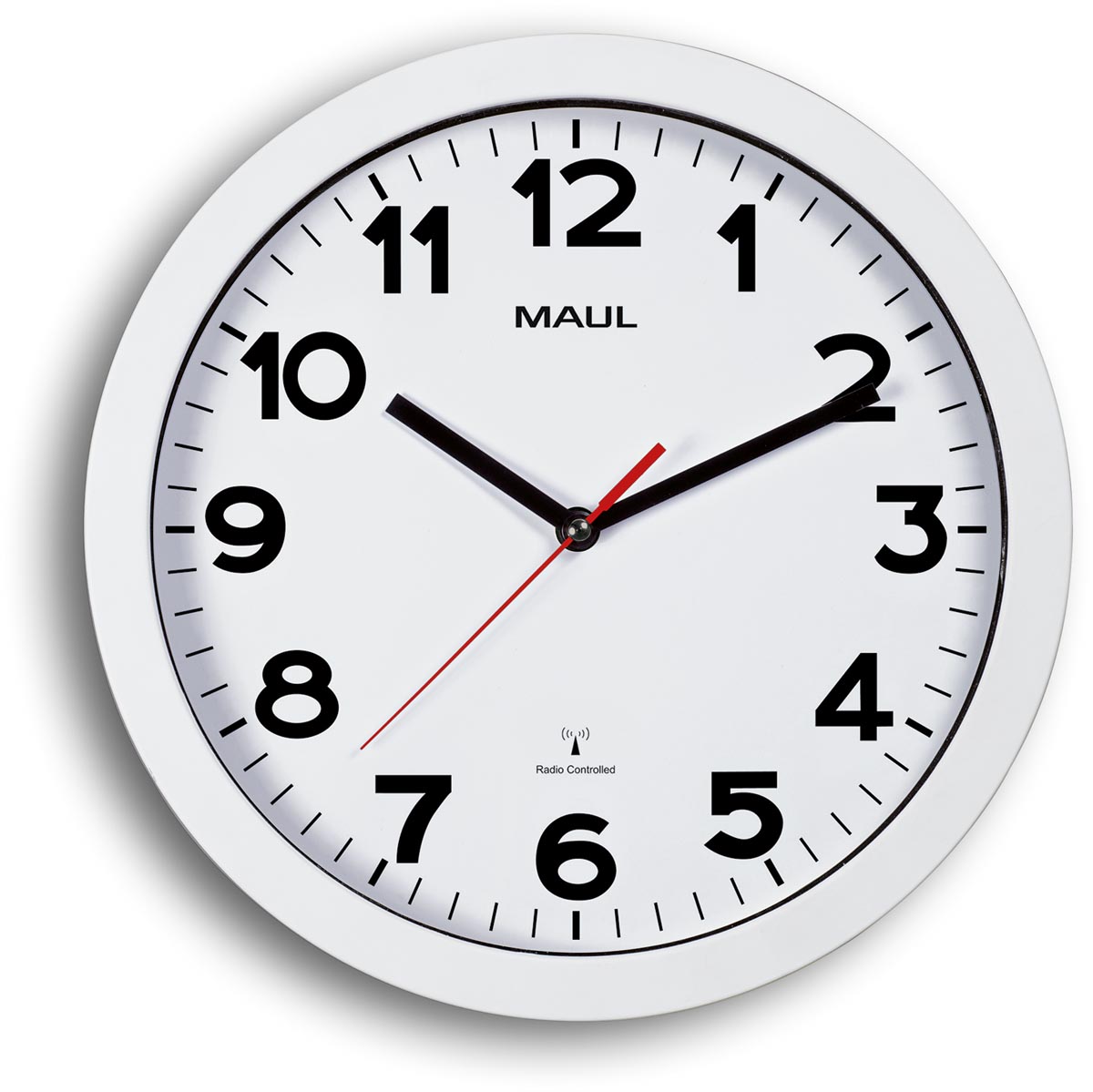 MAULstep wandklok, radiogestuurd, diameter 30 x 5 cm, kunststof kader, wit afbeelding