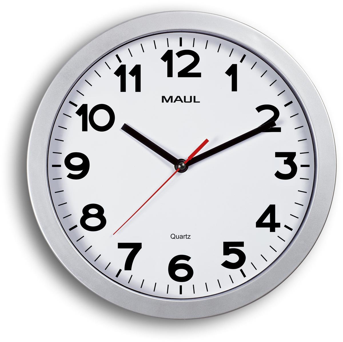 MAULstep wandklok, quartz, diameter 30 x 5 cm, kunststof kader, zilver afbeelding