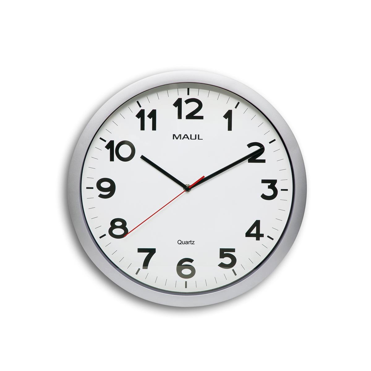 MAULstep wandklok, quartz, diameter 40 x 5 cm, kunststof kader, zilver afbeelding