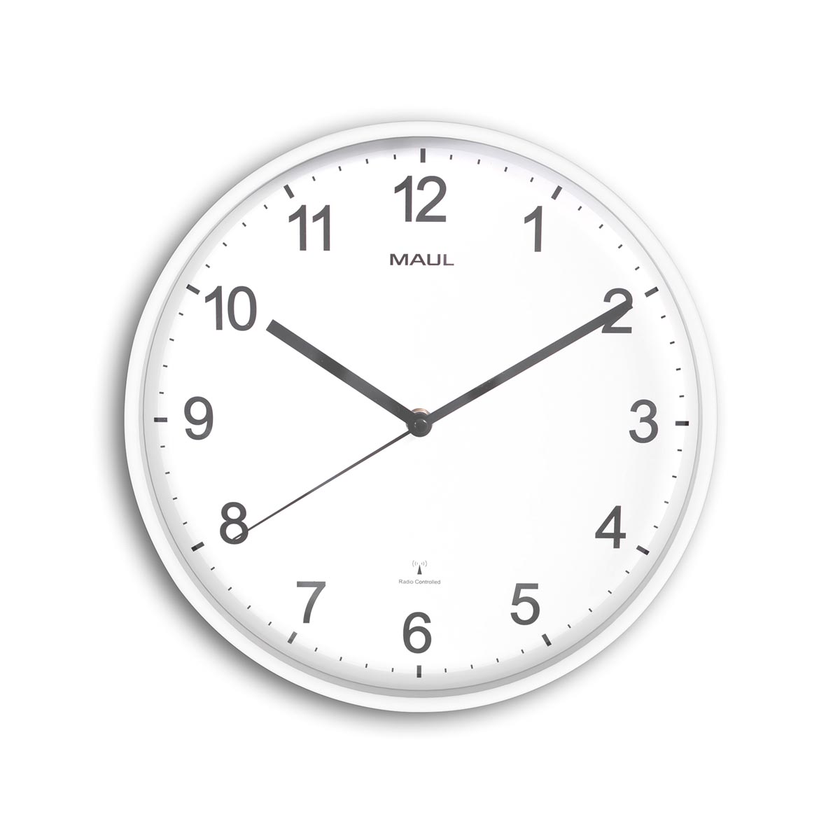 MAULsprint wandklok, radiogestuurd, diameter 30 x 5 cm, kunststof kader, wit afbeelding