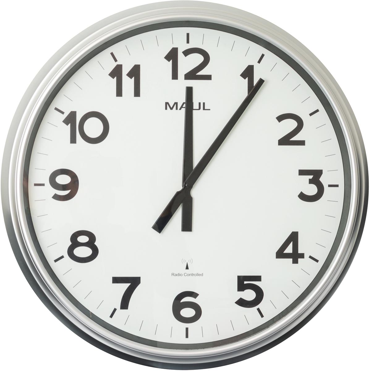 MAULride wandklok, radiogestuurd, diameter 61 cm, kunststof kader, zilver afbeelding