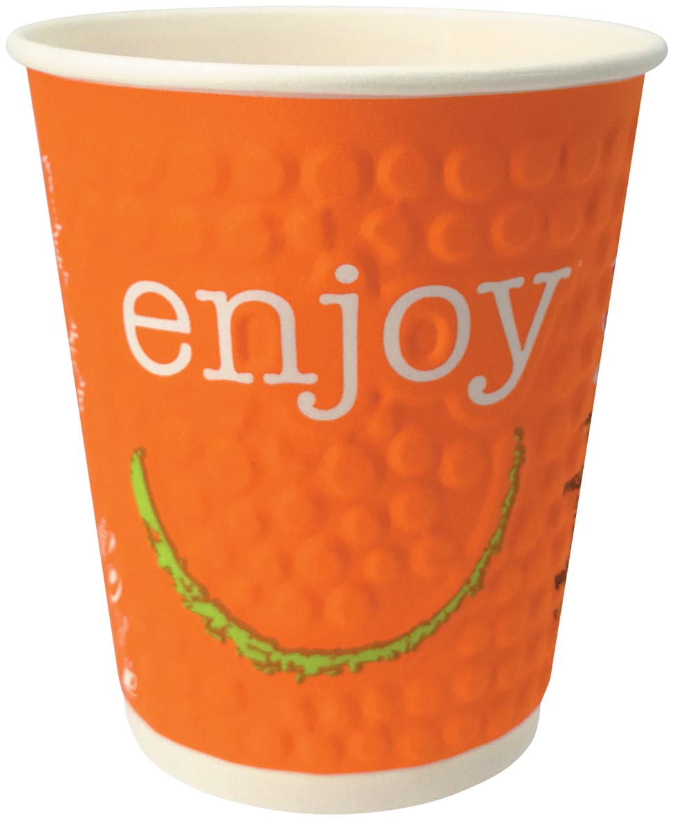 Drinkbeker uit karton voor warme dranken, 200 ml, geassorteerde kleuren, pak van 37 stuks