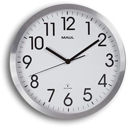 MAULmove wandklok, radiogestuurd, diameter 30,5 x 4,5 cm, aluminium kader
