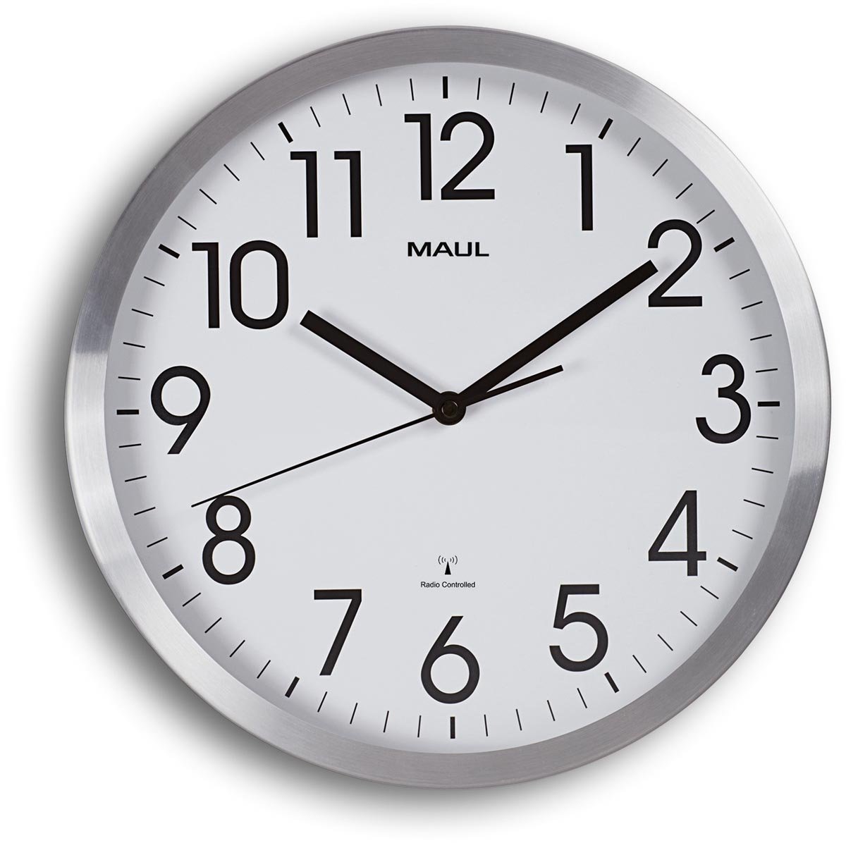 MAULmove wandklok, radiogestuurd, diameter 30,5 x 4,5 cm, aluminium kader afbeelding