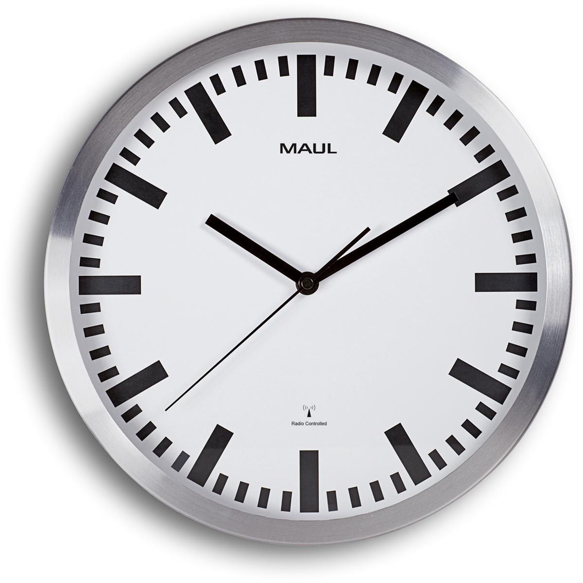 MAULpilot wandklok, radiogestuurd, diameter 30,5 x 4,5 cm, aluminium kader afbeelding