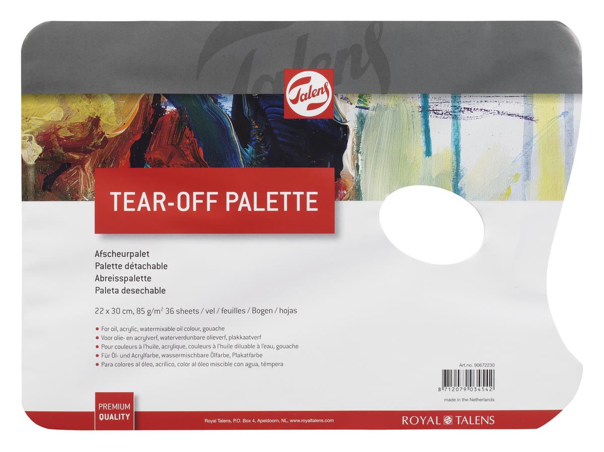 Talens afscheurbare mengpaletten voor verf, ft 22 x 30 cm, pak met 36 vellen