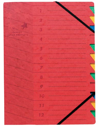 5 Star sorteermap, rood, 12-delig
