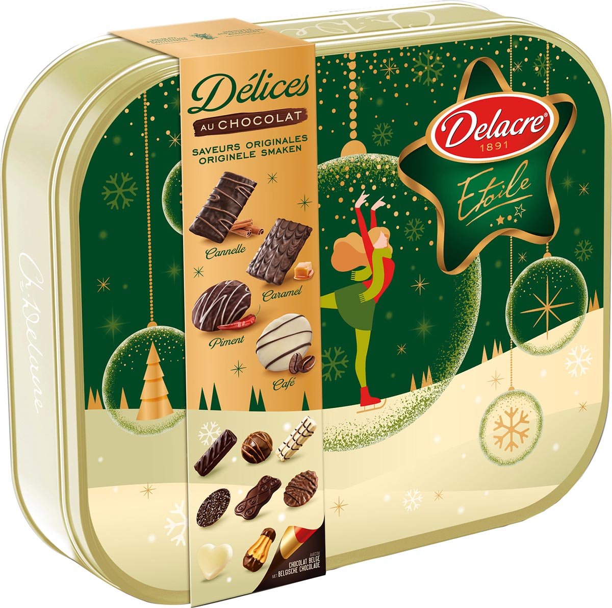 Delacre chocolade delicatesse - LIMITED EDITION - feestelijke koekjes voor Kerst - 485g
