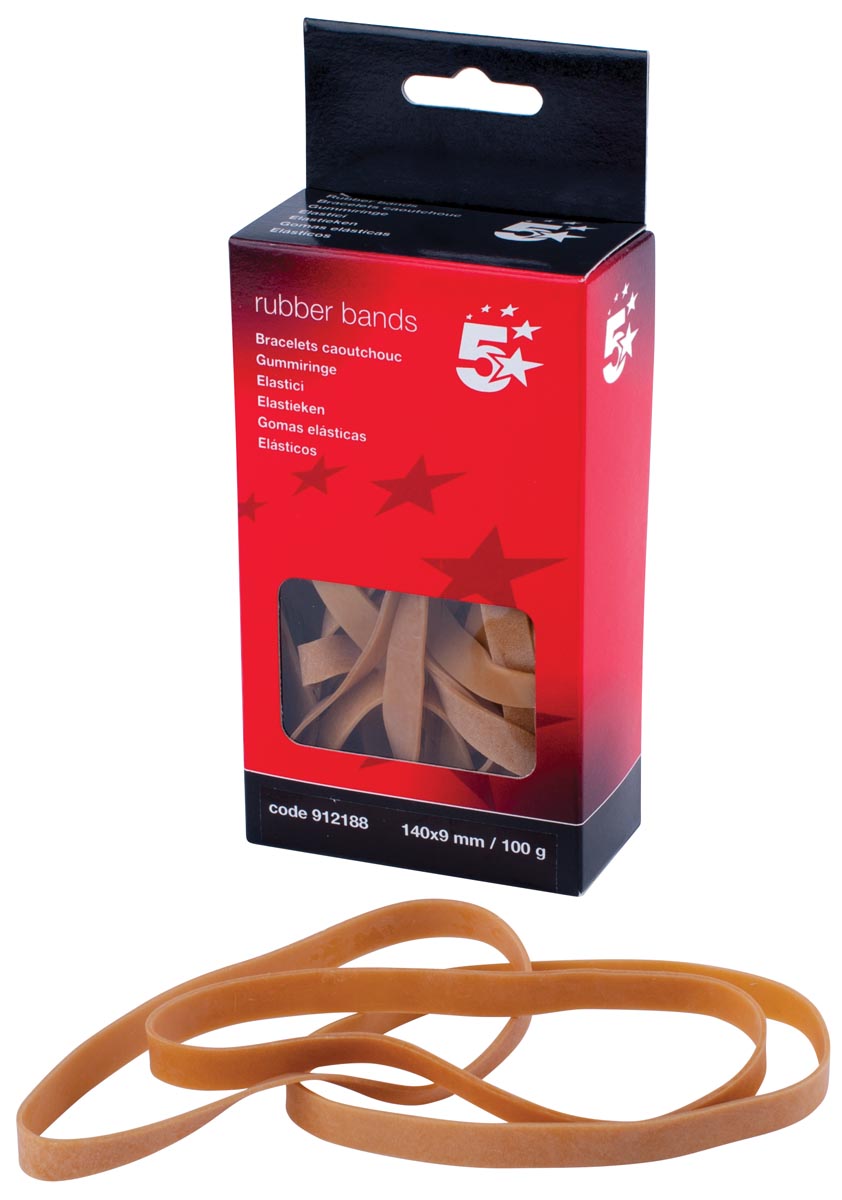 5 Star elastieken 9 mm x 140 mm, doos van 100 g
