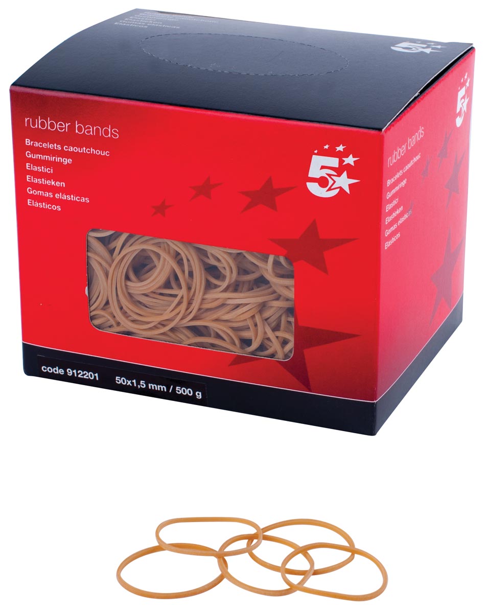 5 Star elastieken 1,5 mm x 50 mm, doos van 500 g