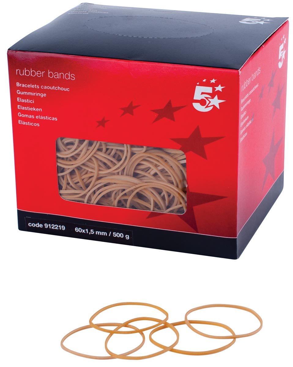 5 Star elastieken 1,5 mm x 60 mm, doos van 500 g