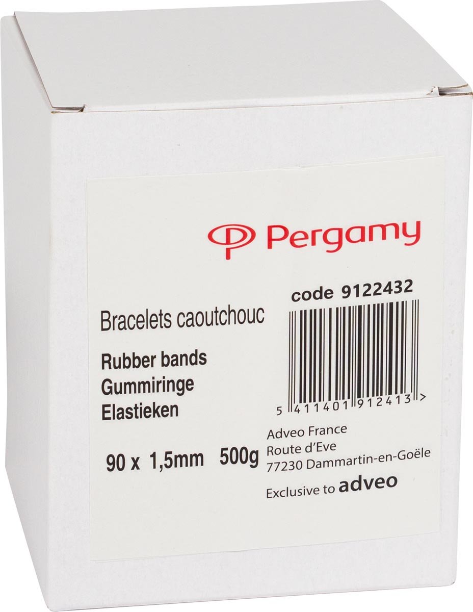 Pergamy elastieken 1,5 mm x 90 mm, doos van 500 g Pergamy elastieken 1,5 mm x 90 mm, doos van 500 g