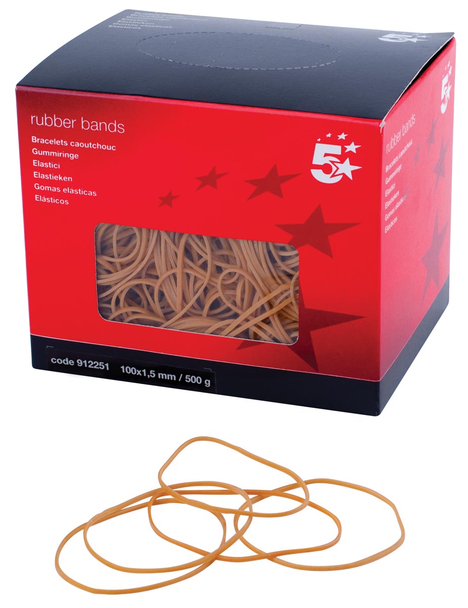 5 Star elastieken 1,5 mm x 100 mm, doos van 500 g
