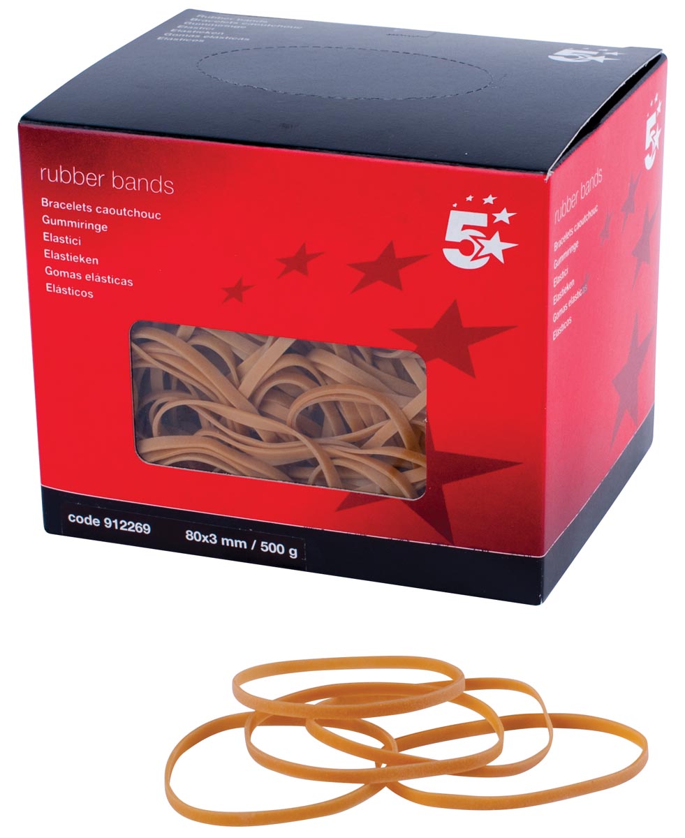 5 Star elastieken 3 mm x 80 mm, doos van 500 g