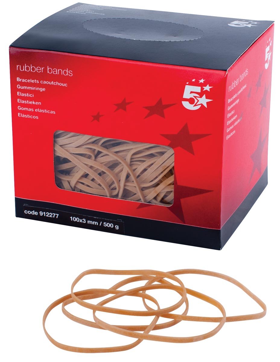 5 Star elastieken 3 mm x 100 mm, doos van 500 g