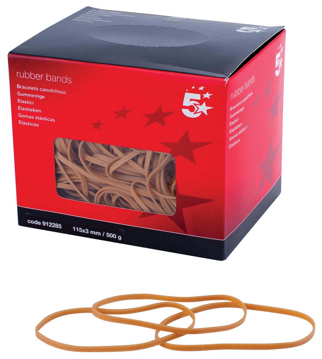 5 Star elastieken 3 mm x 115 mm, doos van 500 g