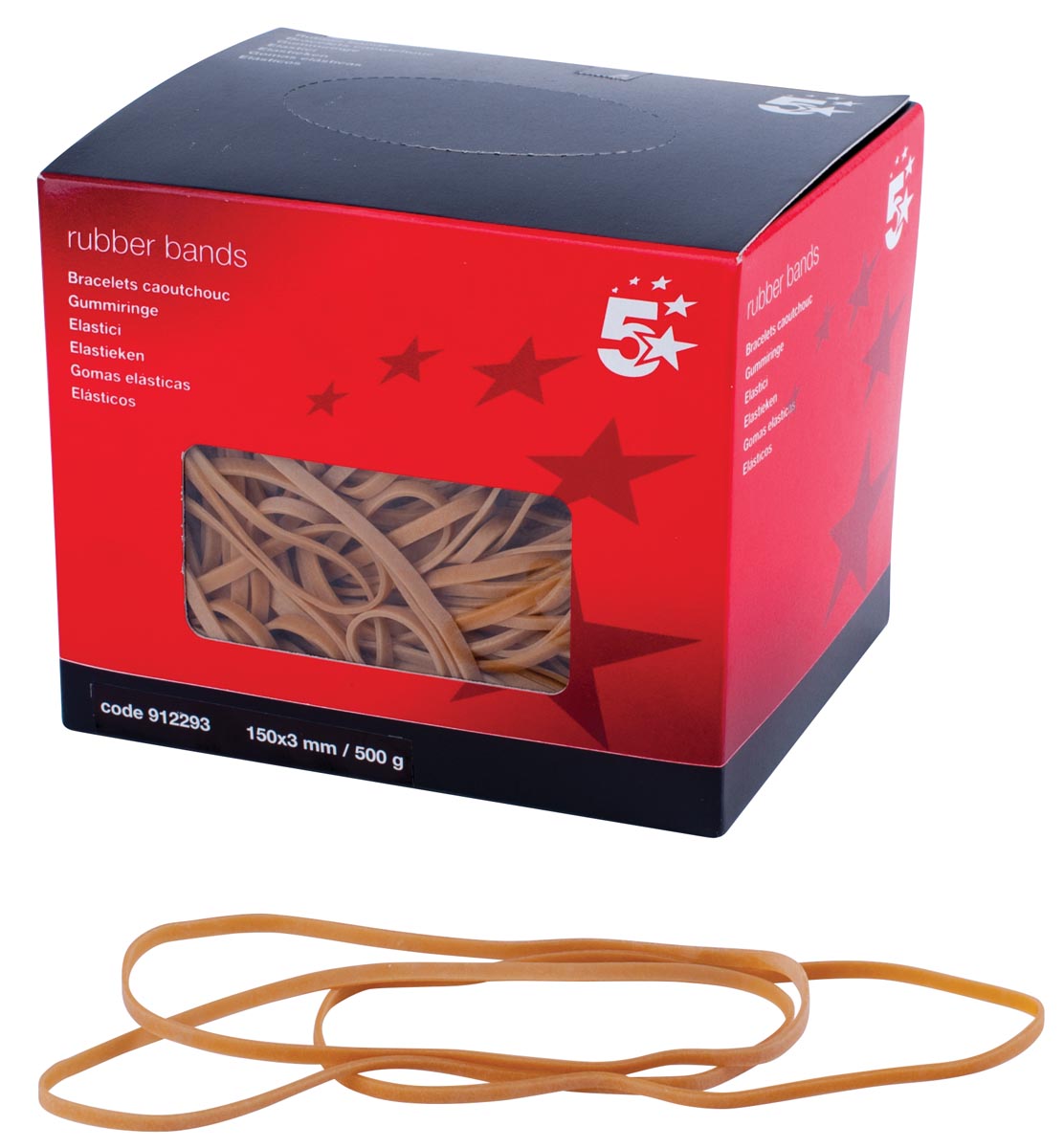 5 Star elastieken 3 mm x 150 mm, doos van 500 g