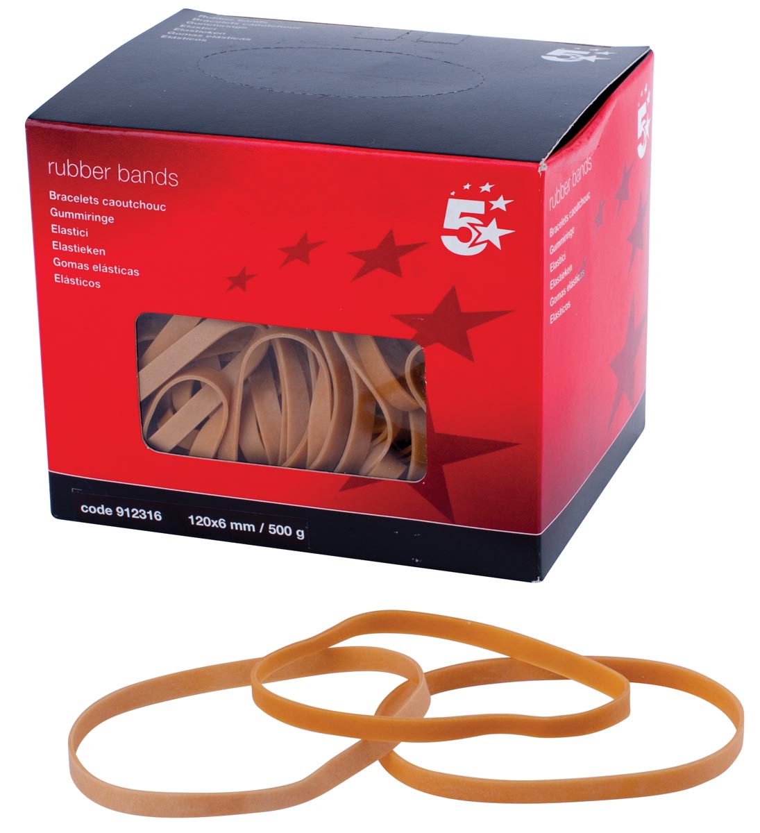 5 Star elastieken 6 mm x 120 mm, doos van 500 g