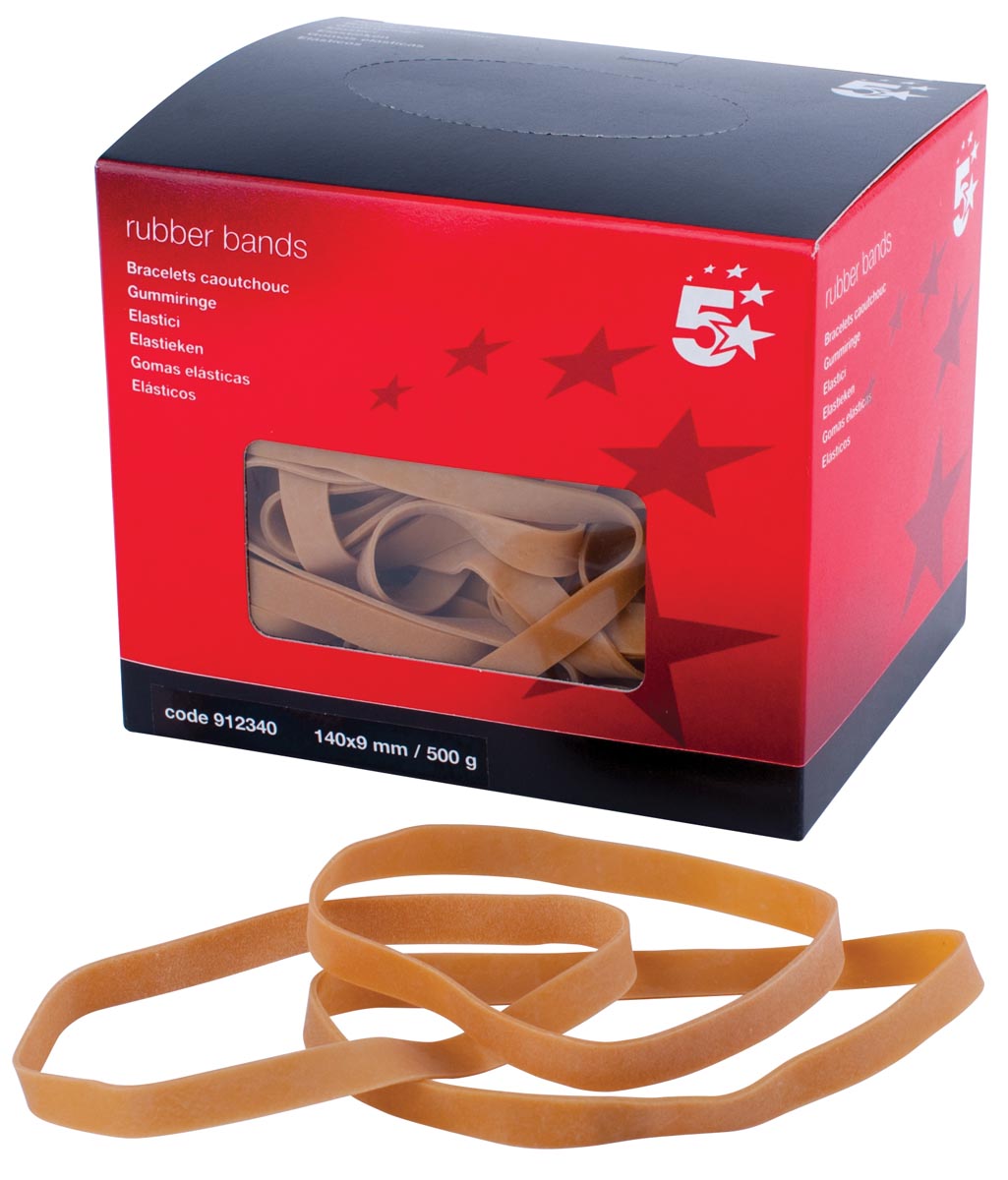 5 Star elastieken 9 mm x 140 mm, doos van 500 g