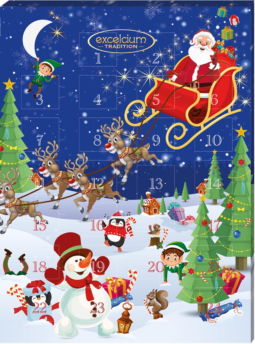 Excelcium chocolade adventskalender, doos van 65 gram