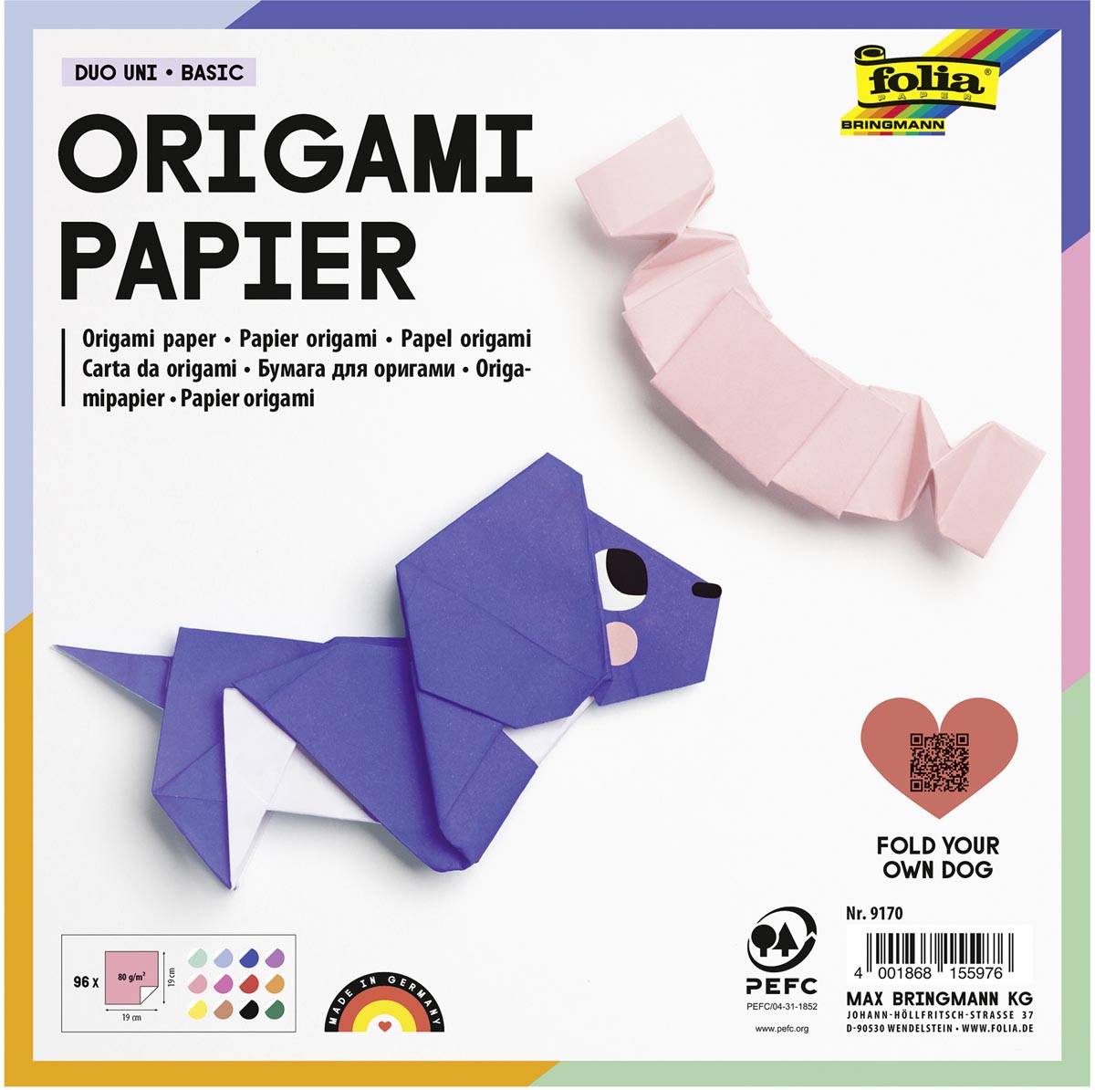 Folia vouwpapier, ft 19 x 19 cm, pak van 96 vel