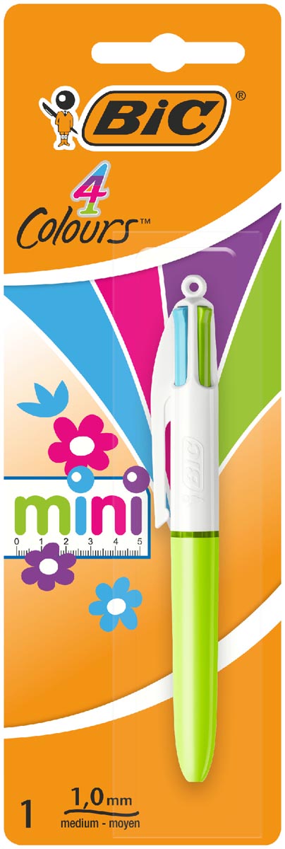 Bic Colours Mini 4-kleurenbalpen, medium, pastel inktkleuren, op blister afbeelding
