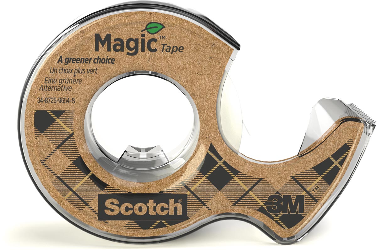 Plakband Magic Tape A greener choice, ft 19 mm, 20 m, op dispenser van 100 % gerecycleerd plastic afbeelding