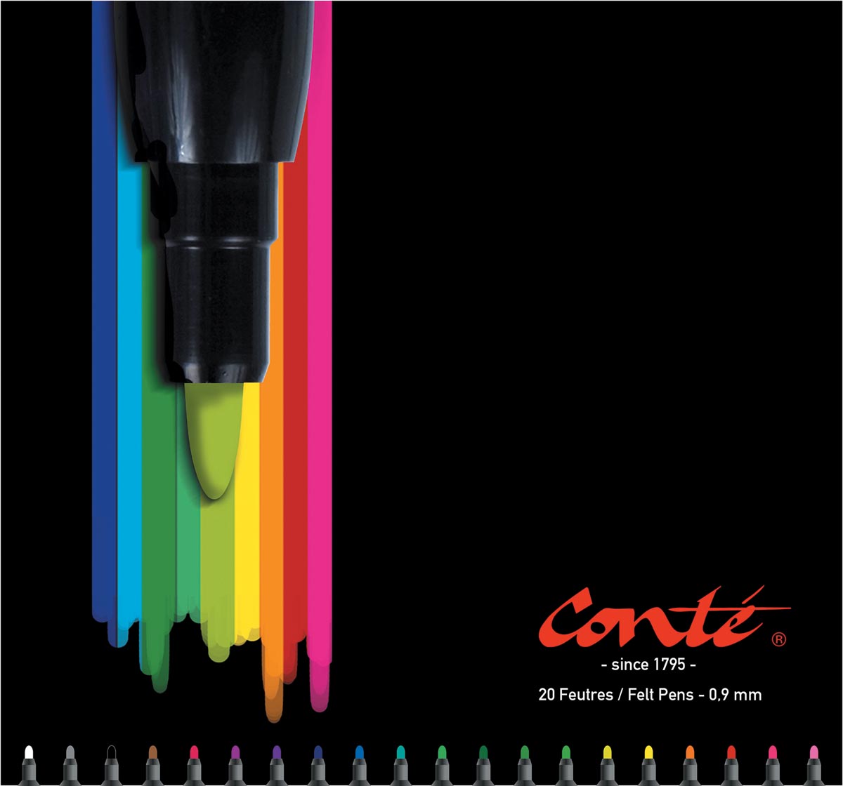 Conte Viltstift Metalen Box Met 20 Stiften huismerk kopen in de aanbieding