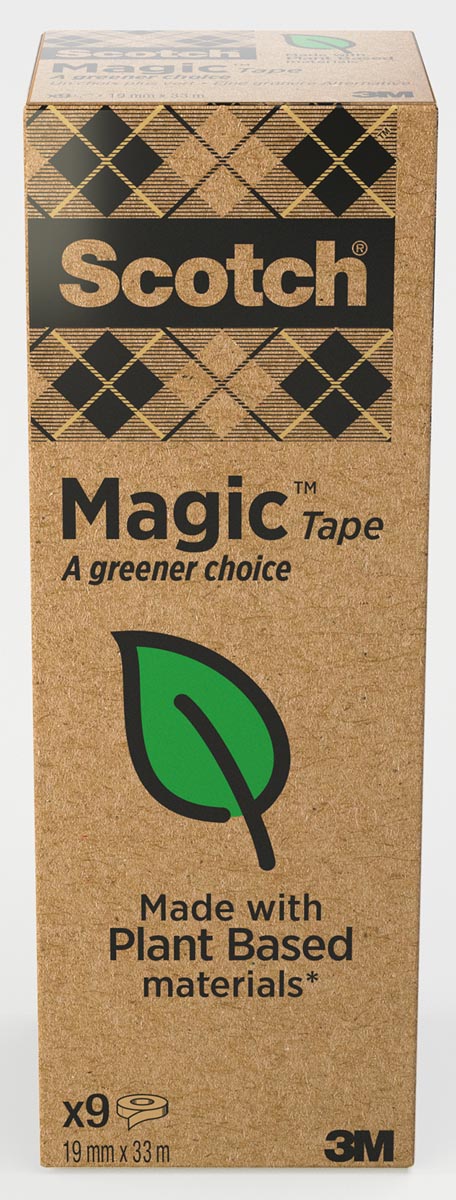 Plakband Magic Tape A greener choice, ft 19 mm x 33 m, toren met 9 rollen
