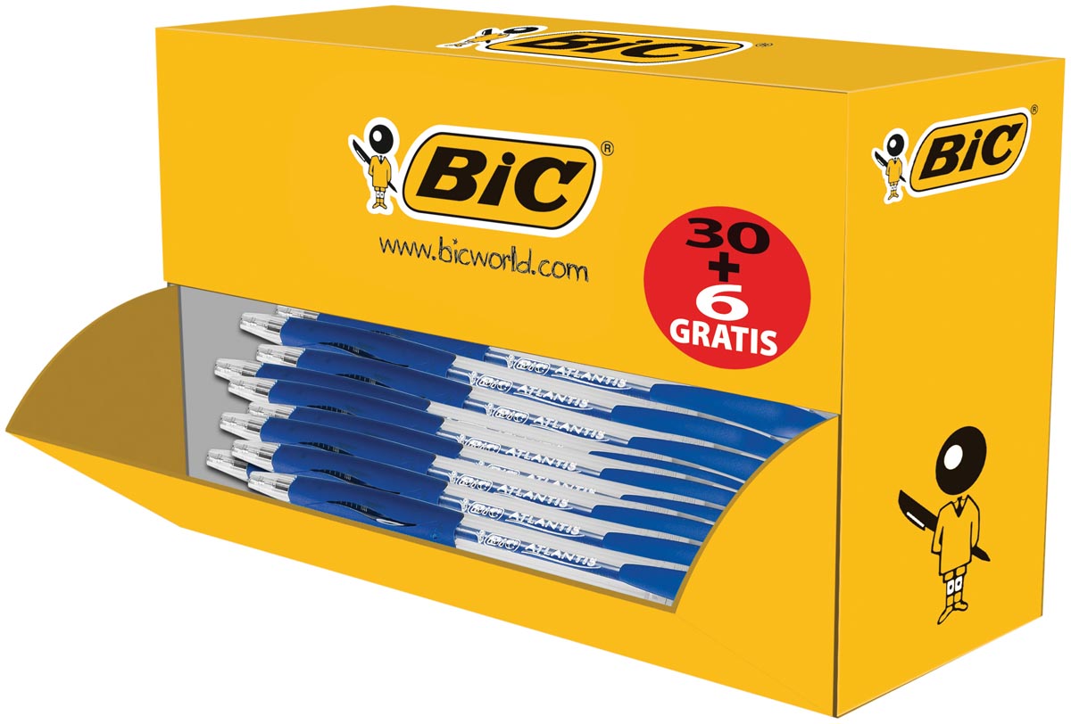 Bic balpen Atlantis Classic blauw, doos 30 + 6 gratis afbeelding