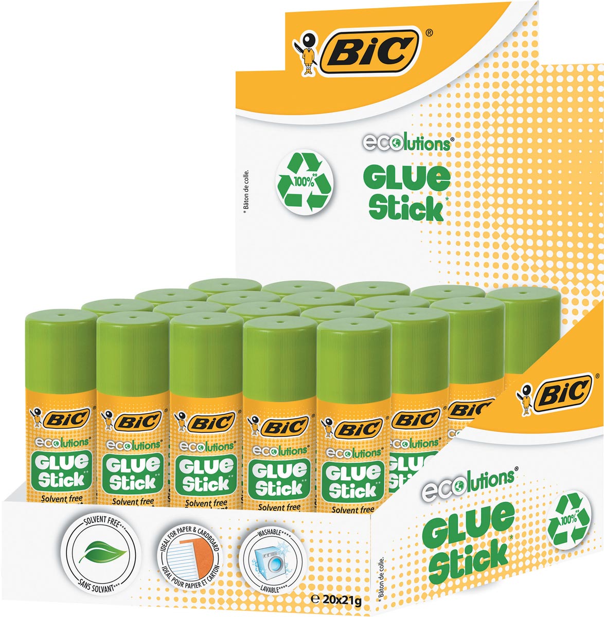 Bic plakstift Ecolutions 21 g, display met 20 stuks