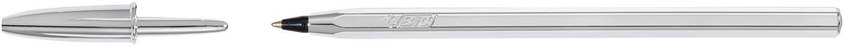Bic balpen Cristal Medium, zilveren lichaam, zwarte inkt, doos van 20 stuks