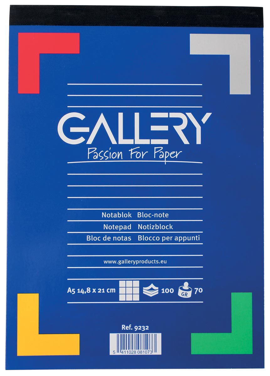 Gallery schrijfblok, ft A5, geruit 5 mm, blok van 100 vel Gallery schrijfblok, ft A5, geruit 5 mm, blok van 100 vel