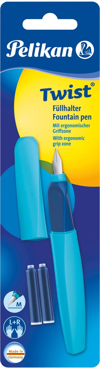 Pelikan vulpen Twist blauw/lichtblauw + 2 buisjes