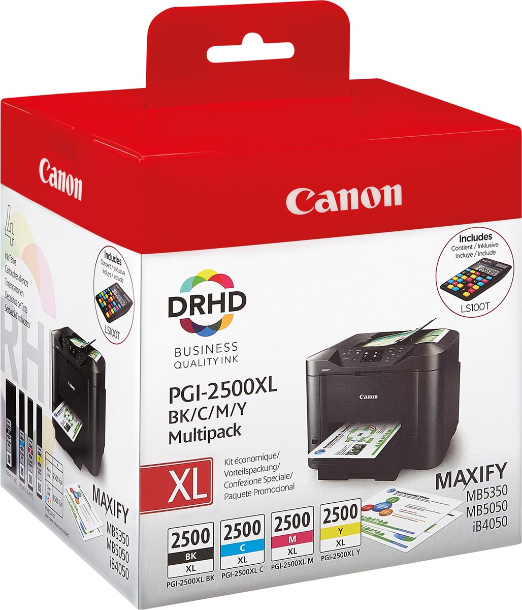 Canon inktcartridge PGI-2500XL, 1.760 - 2.500 pagina's, OEM 9254B004, zwart + 3 kleuren Canon inktcartridge PGI-2500XL, 1.760 - 2.500 pagina's, OEM 9254B004, zwart + 3 kleuren
