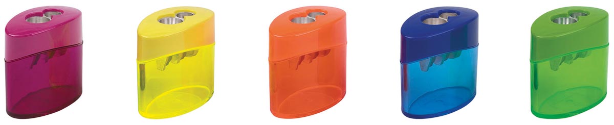 M+R potloodslijper Elliptic Swing, 2 gaats, met reservoir, doos van 10 stuks, geassorteerde kleuren afbeelding