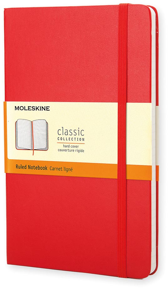 Moleskine notitieboek, ft 13 x 21 cm, gelijnd, harde cover, 240 blad, rood afbeelding
